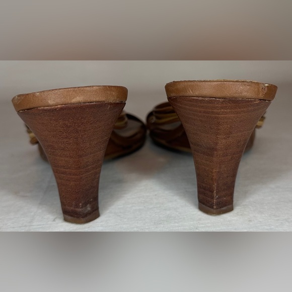 Hillard & Hanson Vintage Y2K Brown Wedge Sandal Leather Upper Made In Brazil 7.5 - Picture 7 of 9
